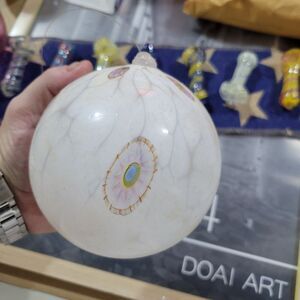 TWO Christmas‎ Ball ornaments are made by layering multi-colored chips over a...